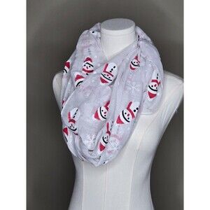 Snowman Infinity Scarf White Gauze Loop – Holidaycore Wintercore Christmas